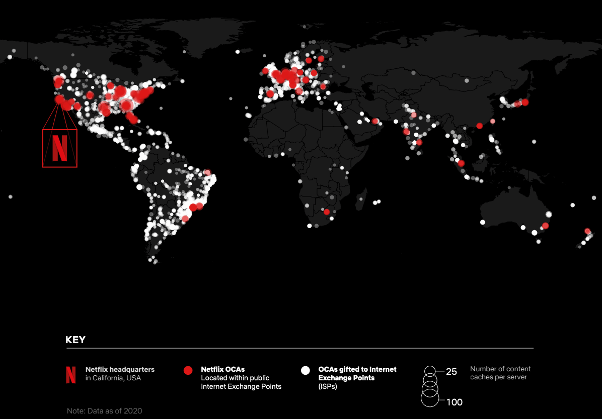 Netflix OCA locations around the world.